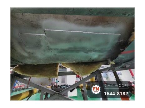 기계실 온수탱크 하부 크랙 누수 곡면 보강판 이중 알곤 용접 시공 사진 20