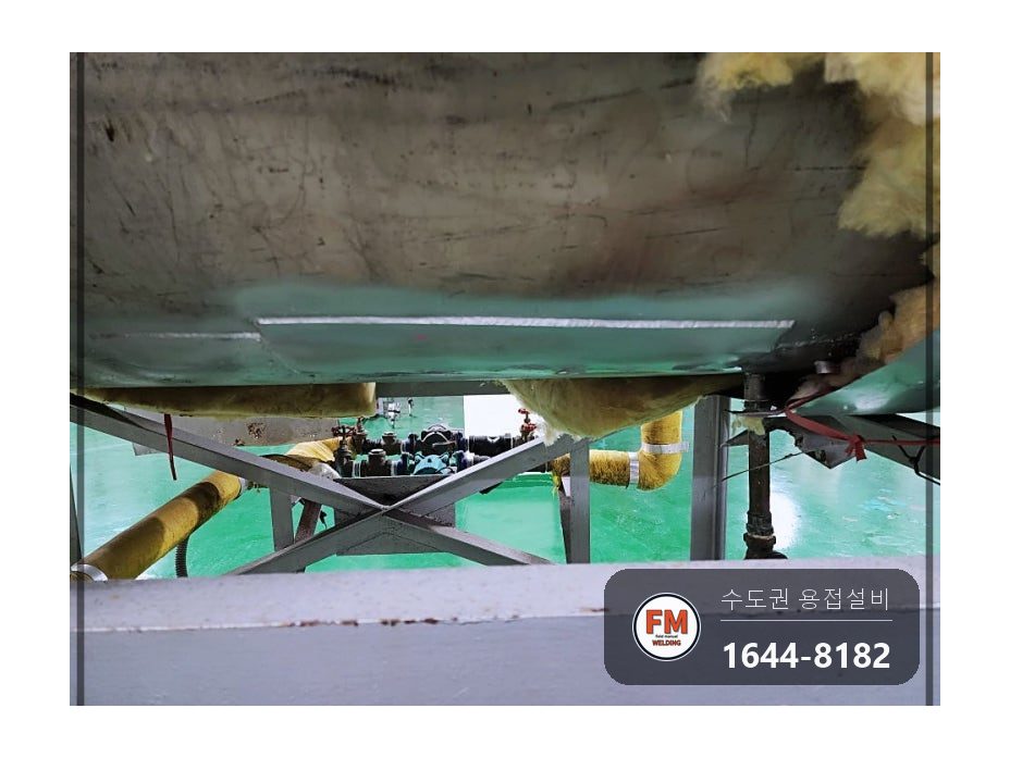 빌딩 온수탱크 하부 누수 아크 용접부 판재 보강 소켓 교체 시공 사진 11