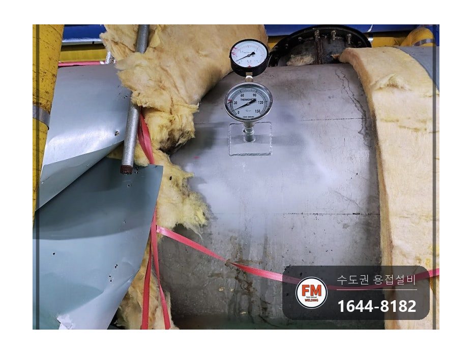 빌딩 온수탱크 하부 누수 아크 용접부 판재 보강 소켓 교체 시공 사진 18