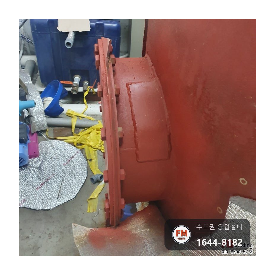 철 온수탱크 누수 이면비드 용접 철판 덧방 광명단 도색 시공 사진 15