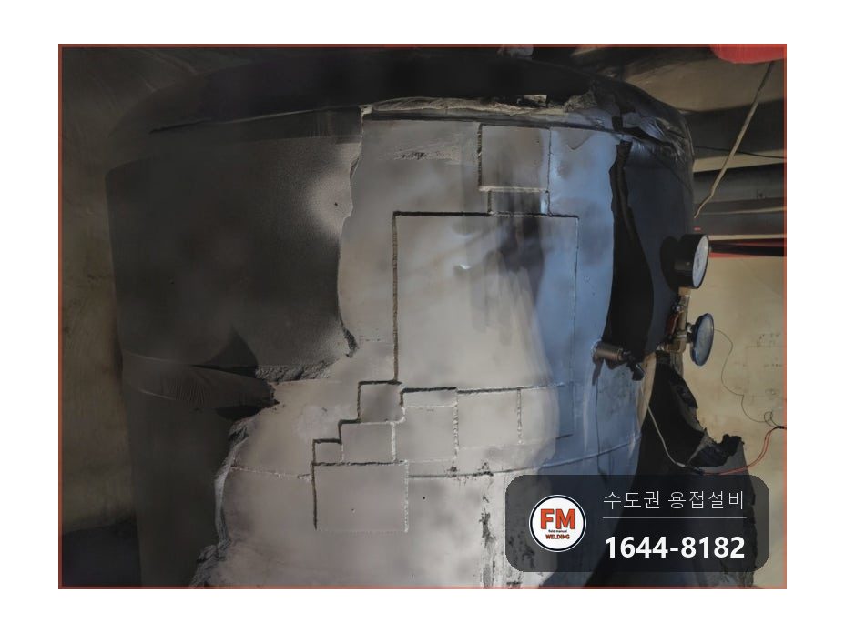 호텔 온수탱크 누수 다중 균열 맞춤 판재 안전밸브 계기 교체 시공 사진 10