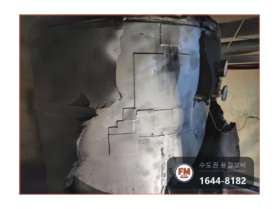 호텔 온수탱크 누수 다중 균열 맞춤 판재 안전밸브 계기 교체 시공 사진 11