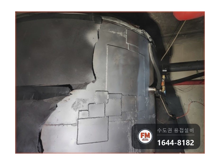 호텔 온수탱크 누수 다중 균열 맞춤 판재 안전밸브 계기 교체 시공 사진 19