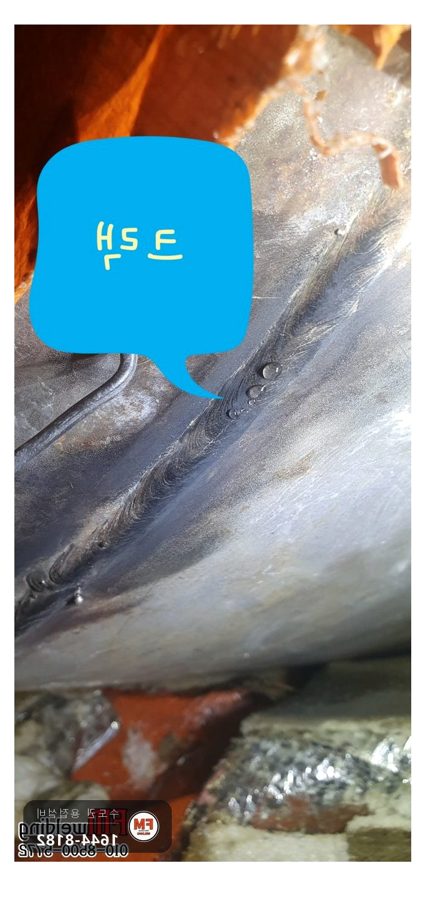 2톤 온수탱크 크랙 누수 316 판재 덧대 알곤 용접 스텐 코팅제