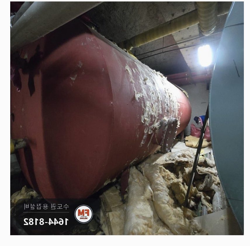 철제 25톤 온수탱크 부식 경판 판재보강 버터플라이 밸브 교체
